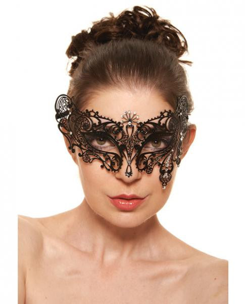 Masquerade Mask Clear Rhinestones #6 Black O/S