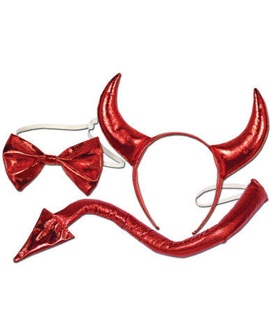 3 pc devil set - horns, bow tie and tail