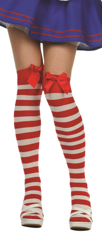 Thigh Highs Red/White Strp