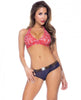 Cowgirl Costume Top, Shorts Set Red/Blue S/M