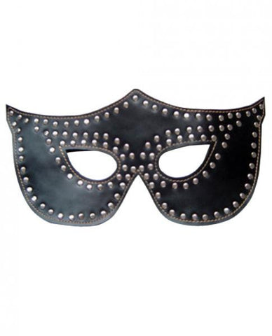 Black Leather Mask Silver Rivets O/S